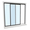 Florence countertop security sliding window, two-panel OX, 1/4" clear tempered glass, bronze frame. SKU D1038DU0X3648