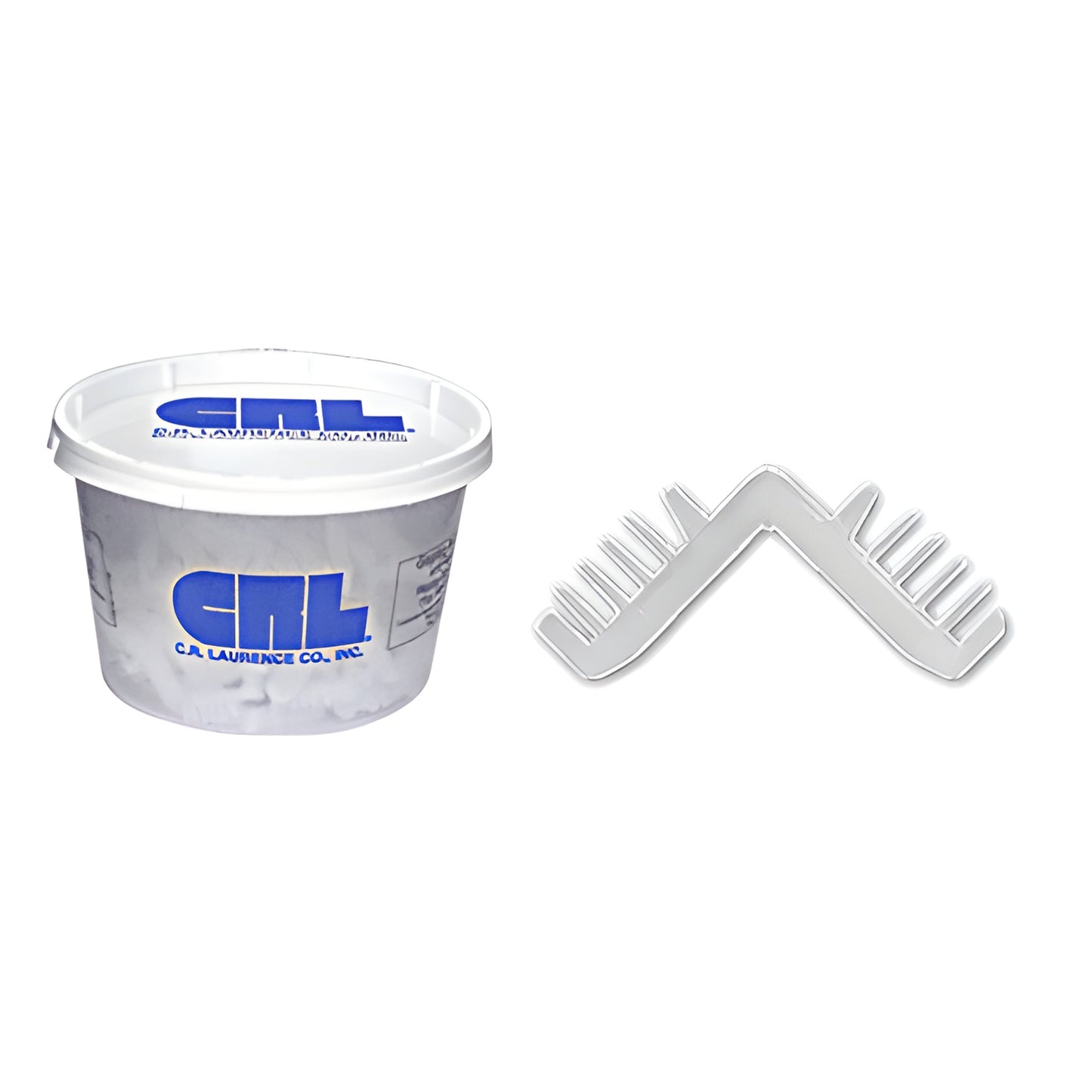 White nylon corner key (CRL SKU 6265) with long fins for single-seal spacer, 1/4 in, shown with tub.