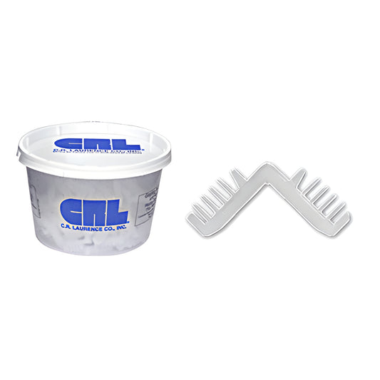 White nylon corner key (CRL SKU 6265) with long fins for single-seal spacer, 1/4 in, shown with tub.