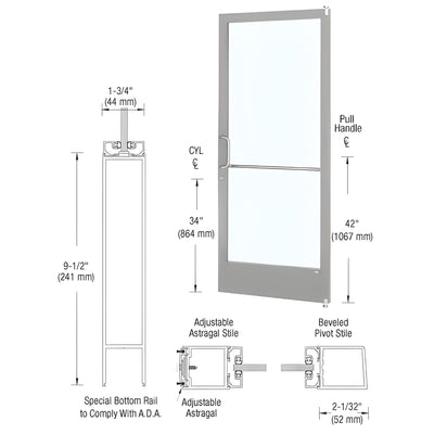 CRL-U.S. Aluminum 250 Narrow Stile 3'x7' Active Leaf - Anodized