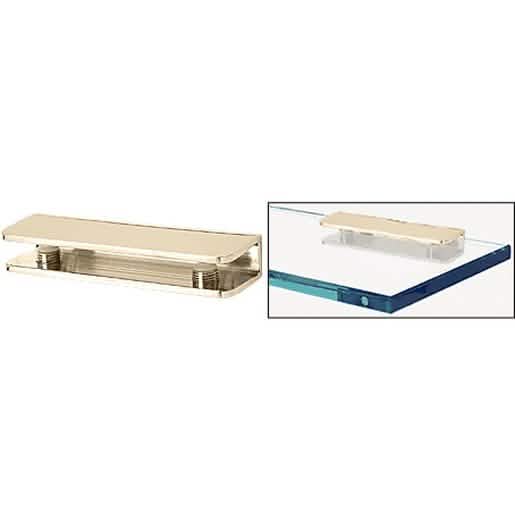CRL Polished Brass Interior Shower Shelf Clamp - Rectangular, Sturdy & Stylish Design