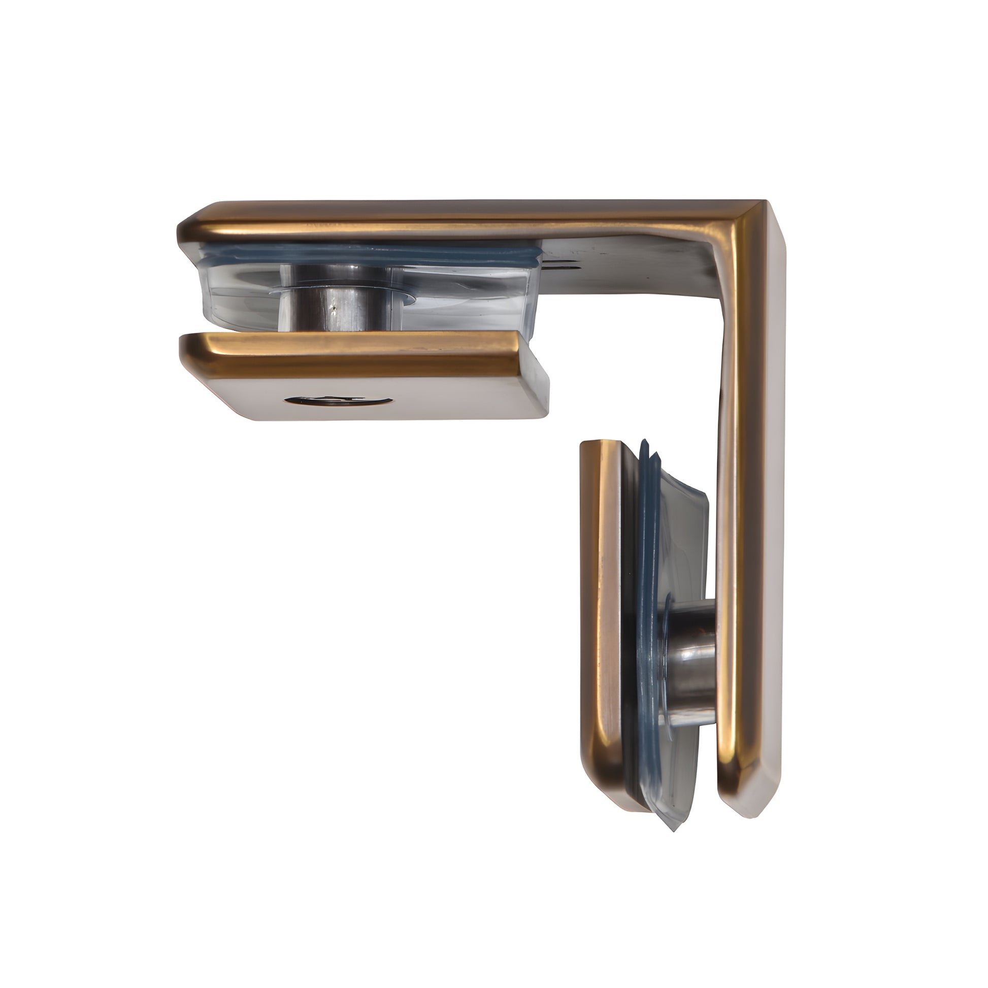 BGC90VBR vintage brass beveled 90 glass-to-glass clamp for 3/8-1/2" (10-12mm) frameless shower glass