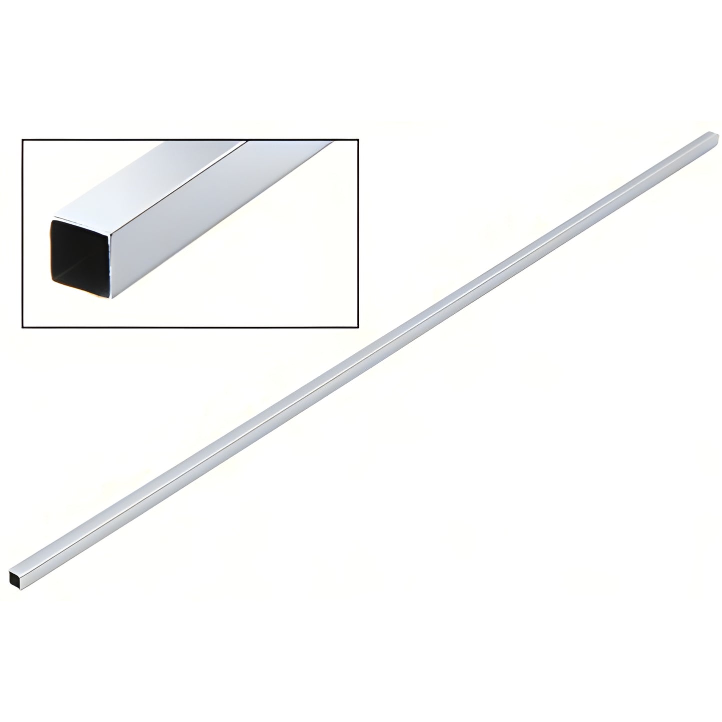 Polished chrome 59 in square support bar for frameless glass shower enclosures, brass tubing - SKU SQ59CH