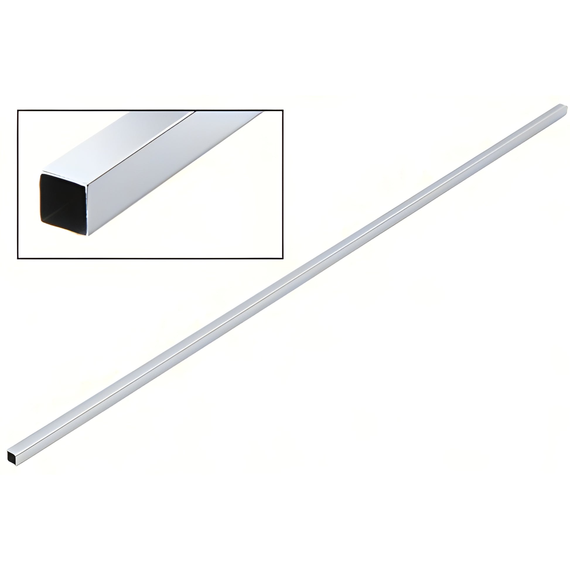 Polished chrome 59 in square support bar for frameless glass shower enclosures, brass tubing - SKU SQ59CH