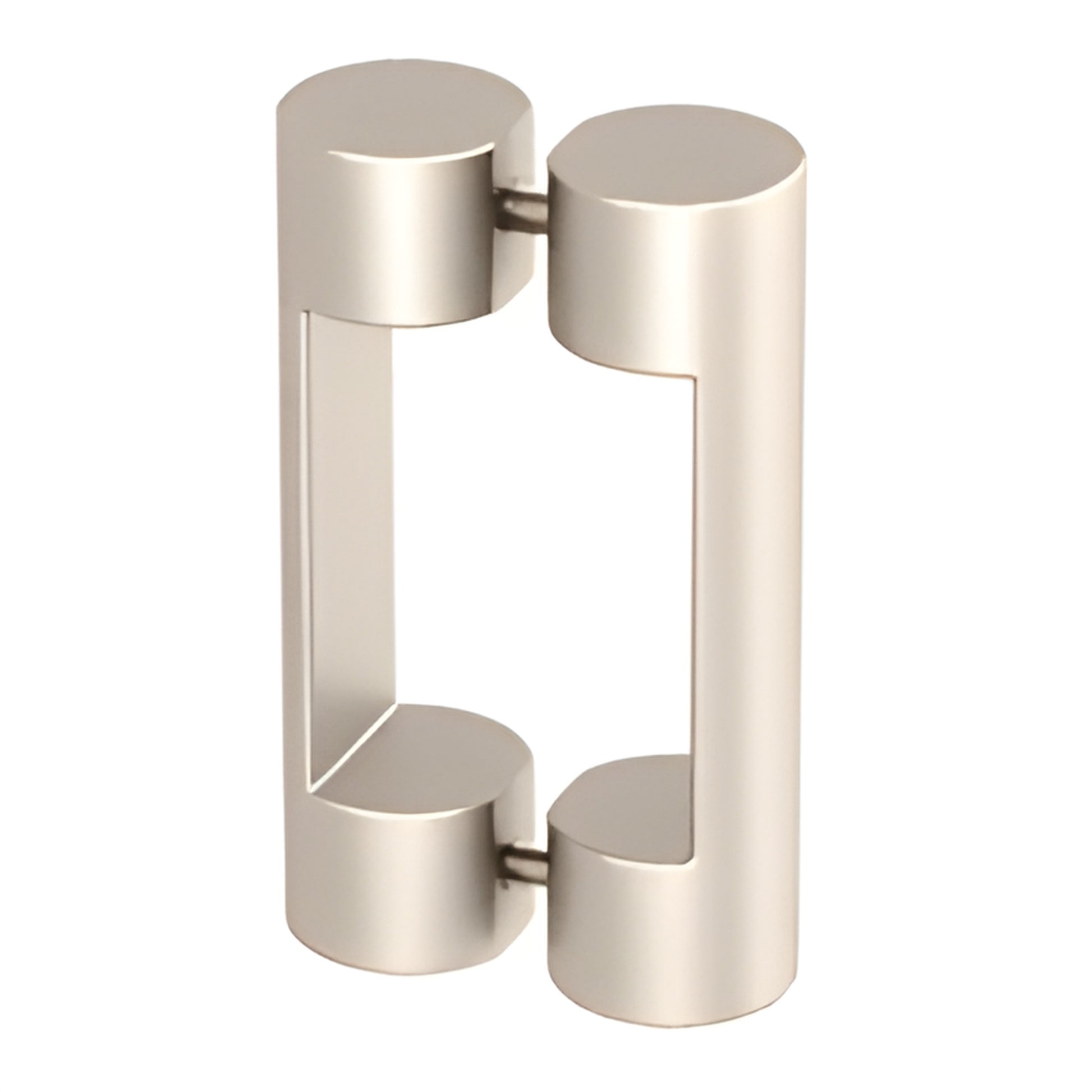 Brushed stainless steel Beretta pull handle for 3/8-1/2" tempered glass doors, 8" center-to-center (SKU BS8X8BS)