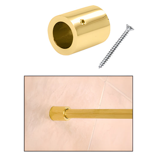Polished brass slim-line wall mount fitting (SKU S12BR) for support bar, 37 mm, for tempered glass shower hardware