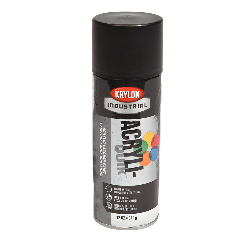 Krylon KP1602 12oz Ultra Flat Black aerosol spray paint can, industrial acrylic lacquer
