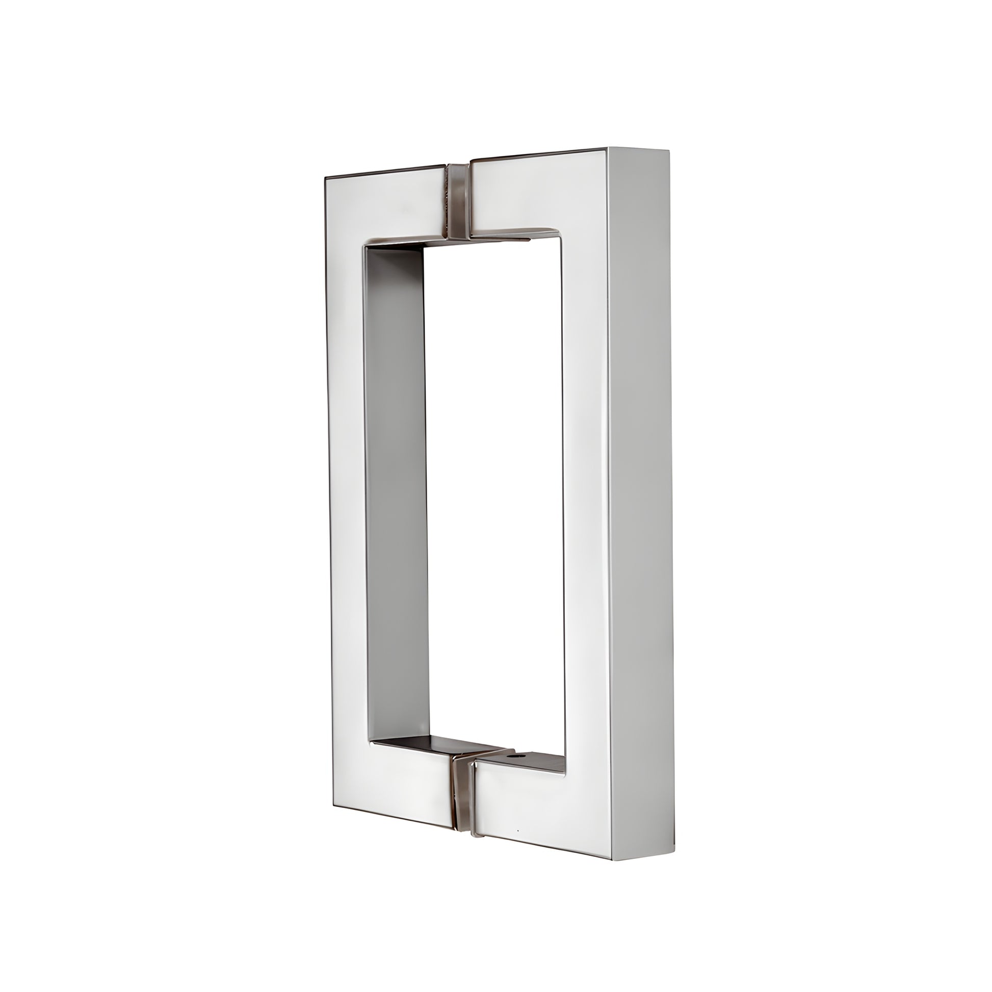 Polished chrome square corner shower/wardrobe pull handle, 6 in center spacing, brass tubular 3/4 in square profile (SKU: SQ6