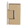 Brushed-bronze brass shower door hinge, squared Vienna style, wall-mount offset back plate, fits 3/8-1/2 in glass.