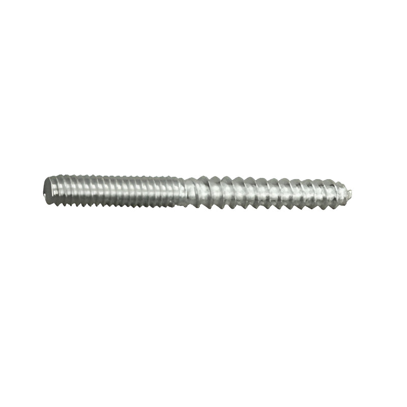 Stainless steel 1-1/2" hanger bolt (SKU HB14112S), 1/4-20 thread, double-ended for standoff mounting