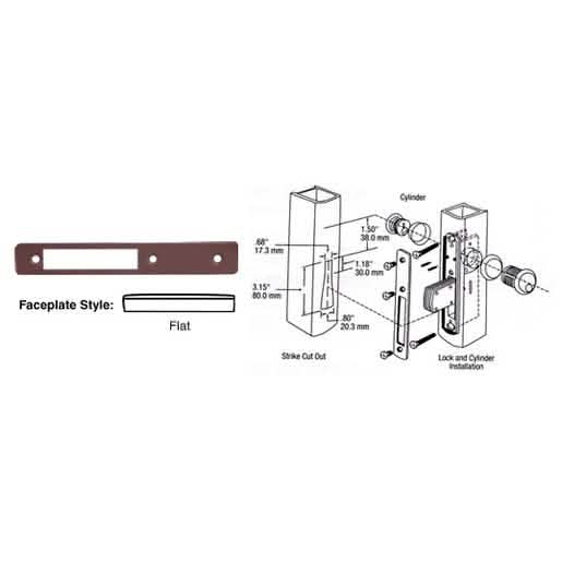 CRL Dark Bronze Flat Faceplate for DL2110 Long Throw Deadlocks - Sleek & Durable Design