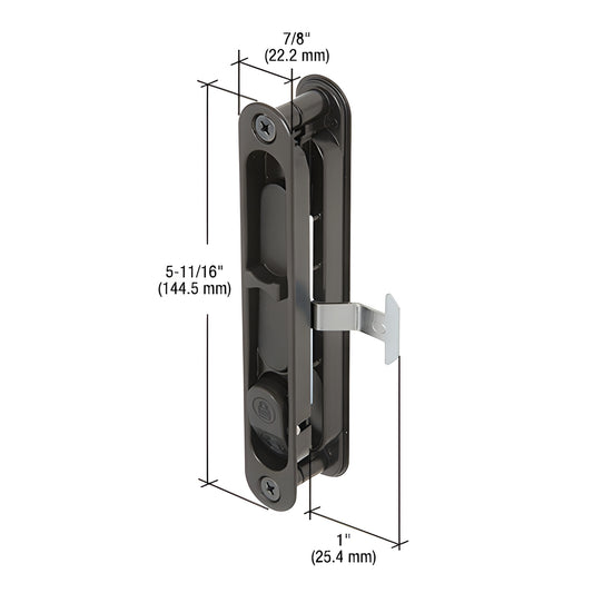 A202 black diecast mortise screen door latch and pull, non-handed, in-frame pull with latch assembly, 5-11/16" length.