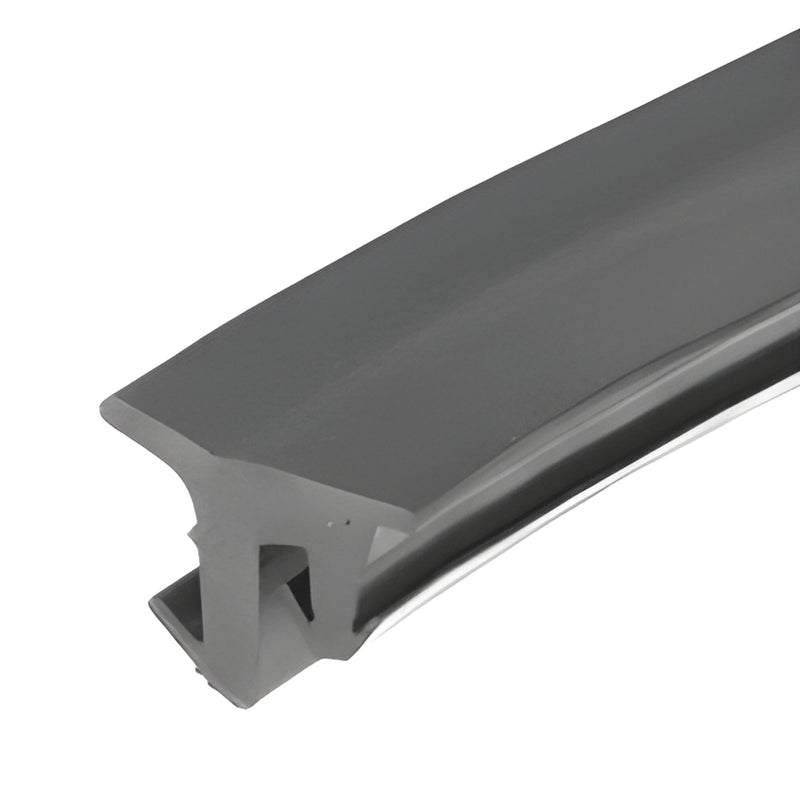 Gray vinyl top-load glazing gasket (3/8" glass) for office partitions, SKU NP238VGRYC