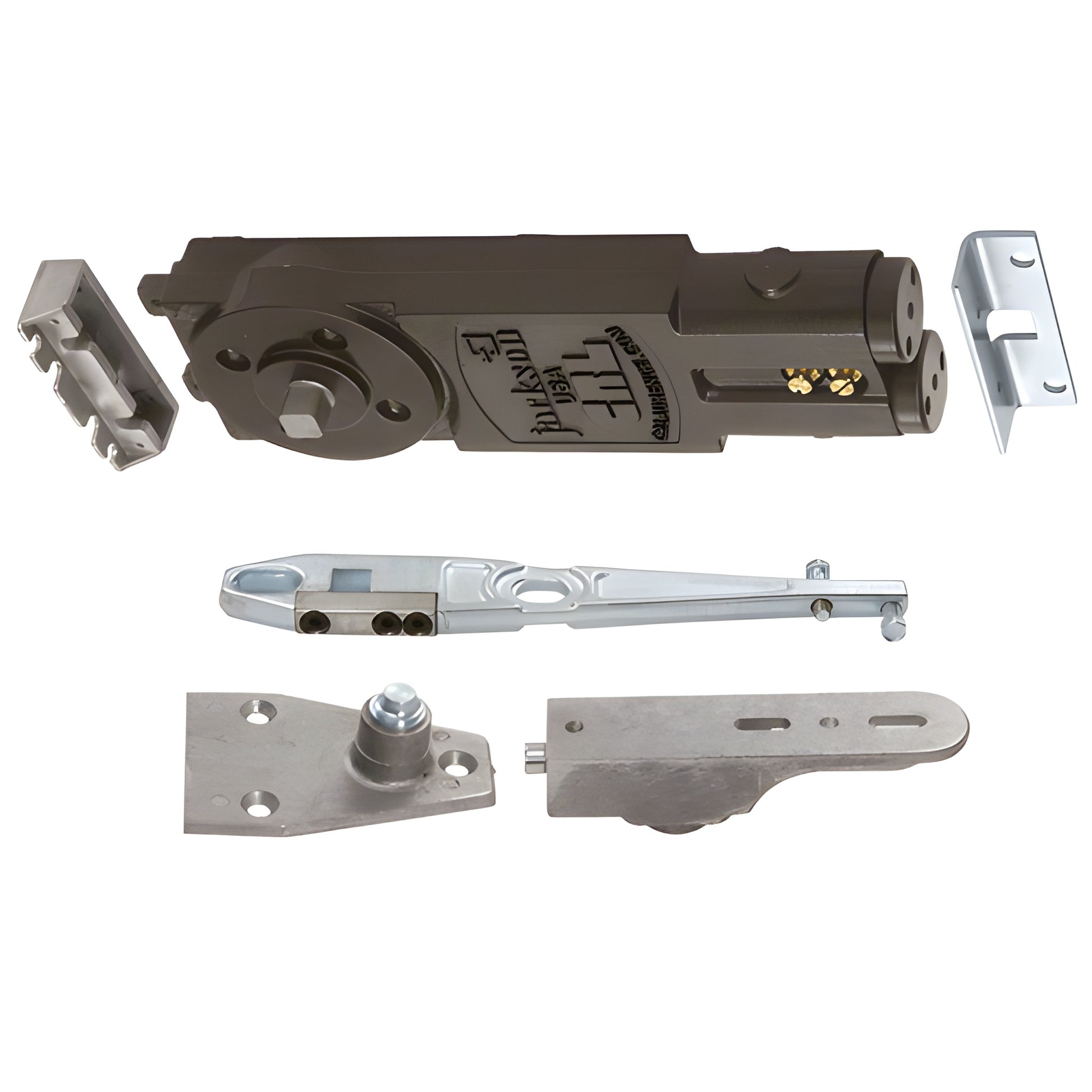 CRL Jackson overhead concealed door closer kit, center-hung aluminum body with pivots and arm, SKU 21101S03