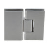 Brushed nickel 180 glass-to-glass frameless shower hinge, square profile for 10-12mm tempered glass. SKU VCT180BN
