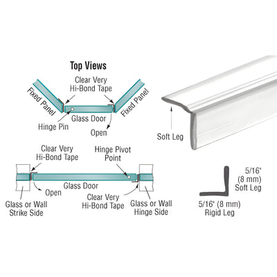 CRL Translucent Vinyl L Seal for 5/16 in Gap - Pre-Taped Glass Seal