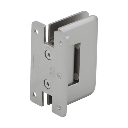 Pinnacle satin-nickel shower door hinge SKU P1N037SN - solid brass, wall-mount "H" back plate for 8-12mm tempered glass.