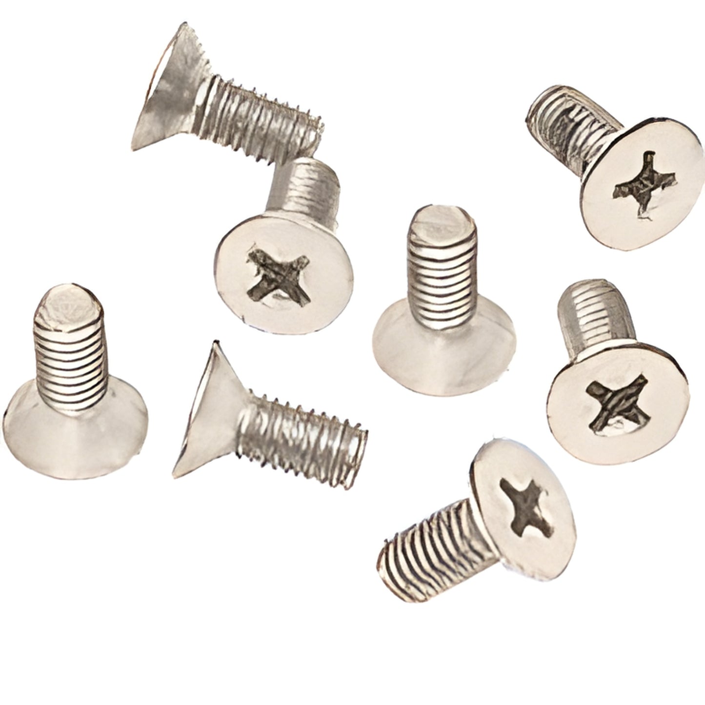 P512SN - pack of 8 satin nickel M5 5 12 mm flat head Phillips screws for shower door hinges.