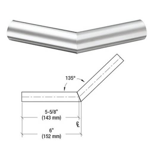 CRL Polished Stainless Steel 135° Corner, 1-1/4" Schedule 40 Fitting for Rail Systems