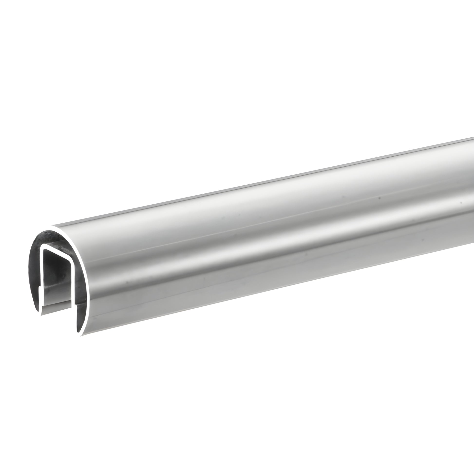 GR20PS14 polished stainless steel 2 in cap rail for glass railing, 168 in length, fits 12-16 mm glazing