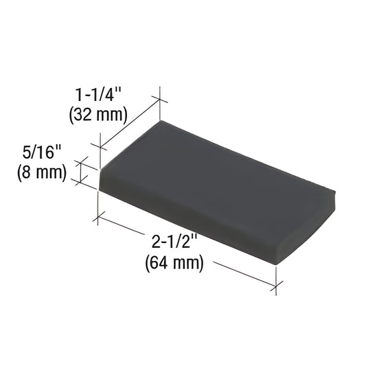 CRL WB701 mill-finish rectangular edge block, 2-1/2" 1-1/4" 5/16", dark gray, for 1" glazing.