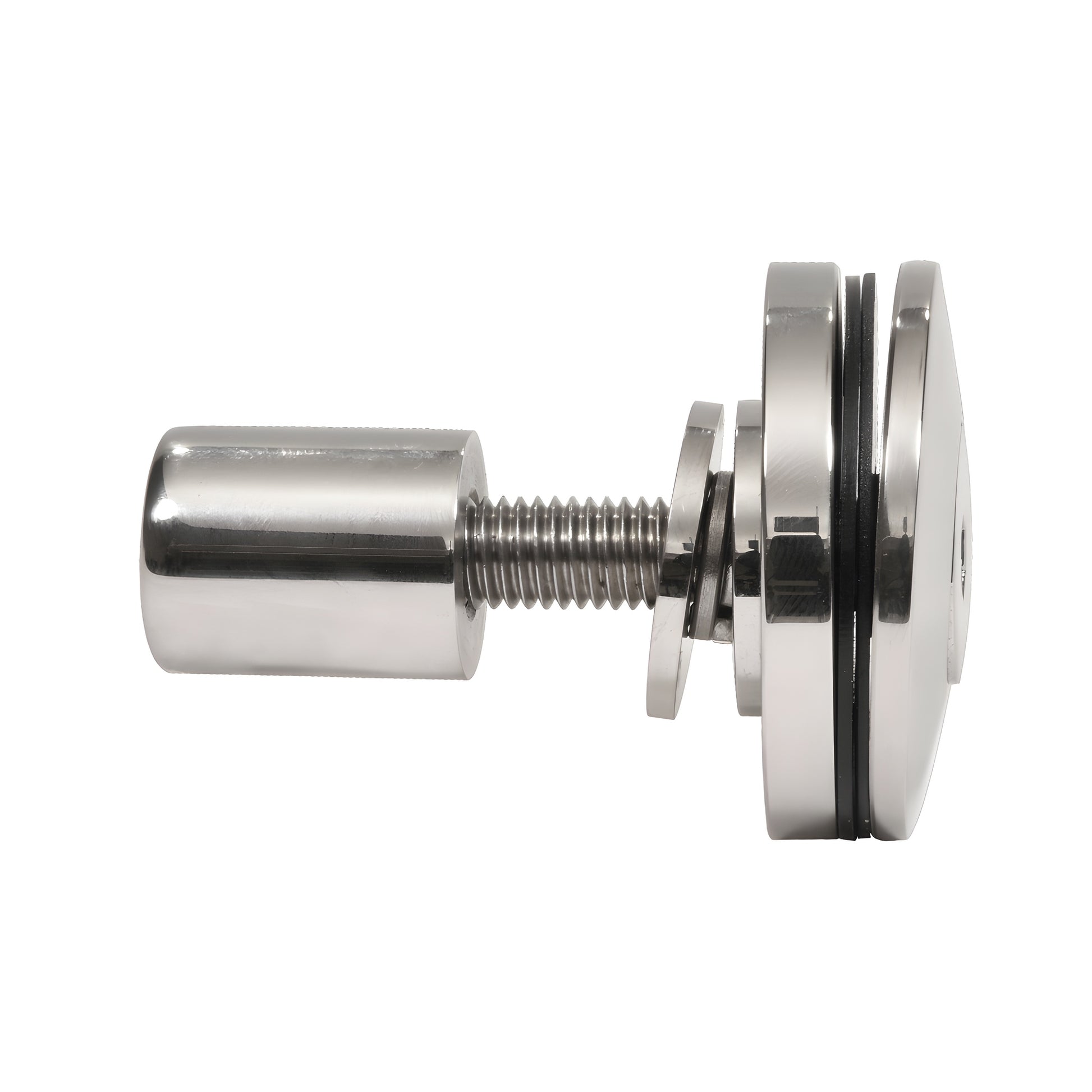 RRF10PS stainless steel low-profile glass attachment fitting for 10-13.52mm tempered glass, supports flush or cap mount