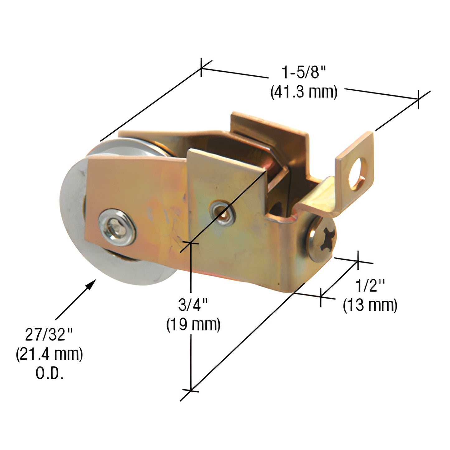 CRL G3133 adjustable steel bottom roller assembly for heavy sliding glass windows, concave 27/32" OD