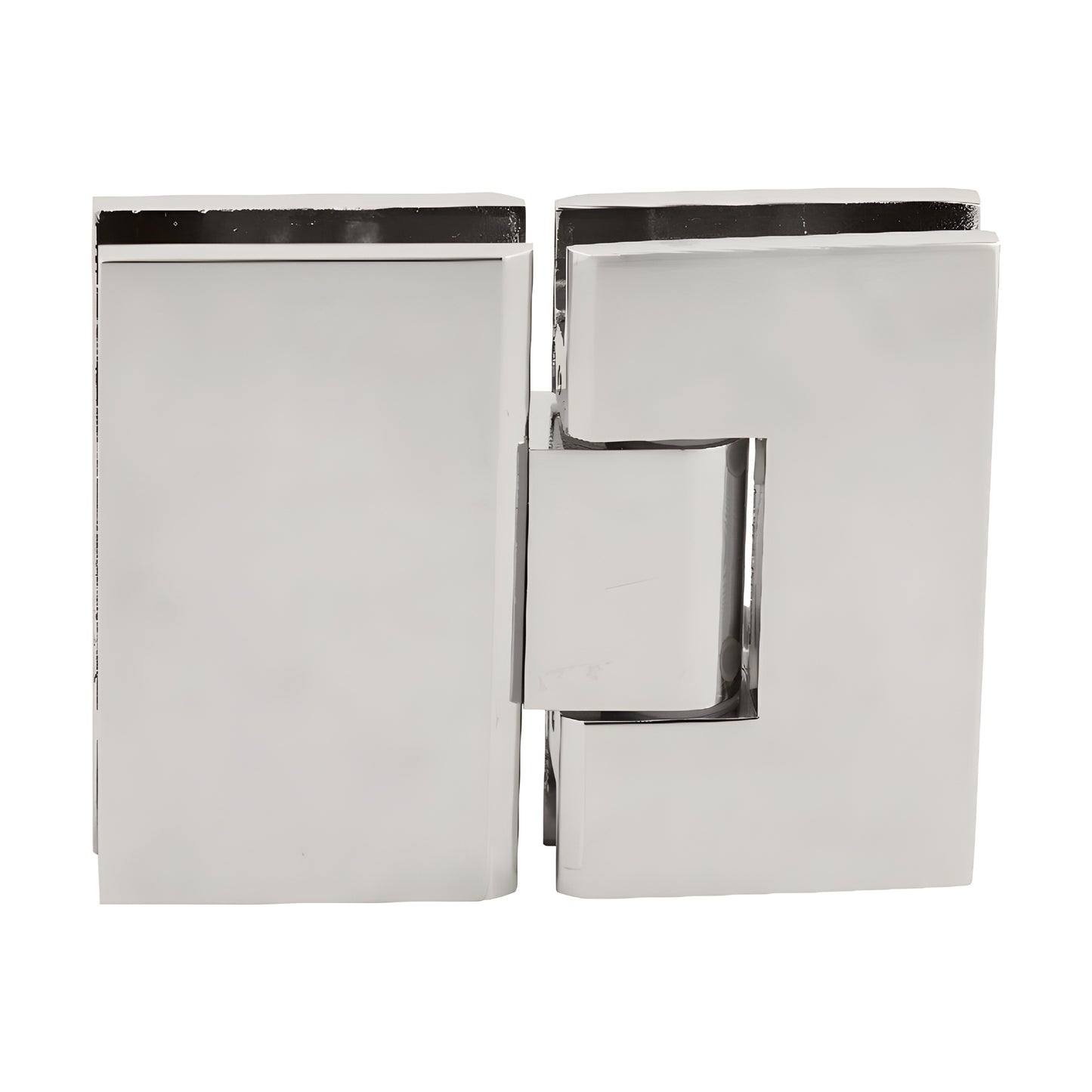 VCT180PN polished-nickel square 180 glass-to-glass shower hinge, solid brass, for 3/8-1/2 in (10-12mm) glass