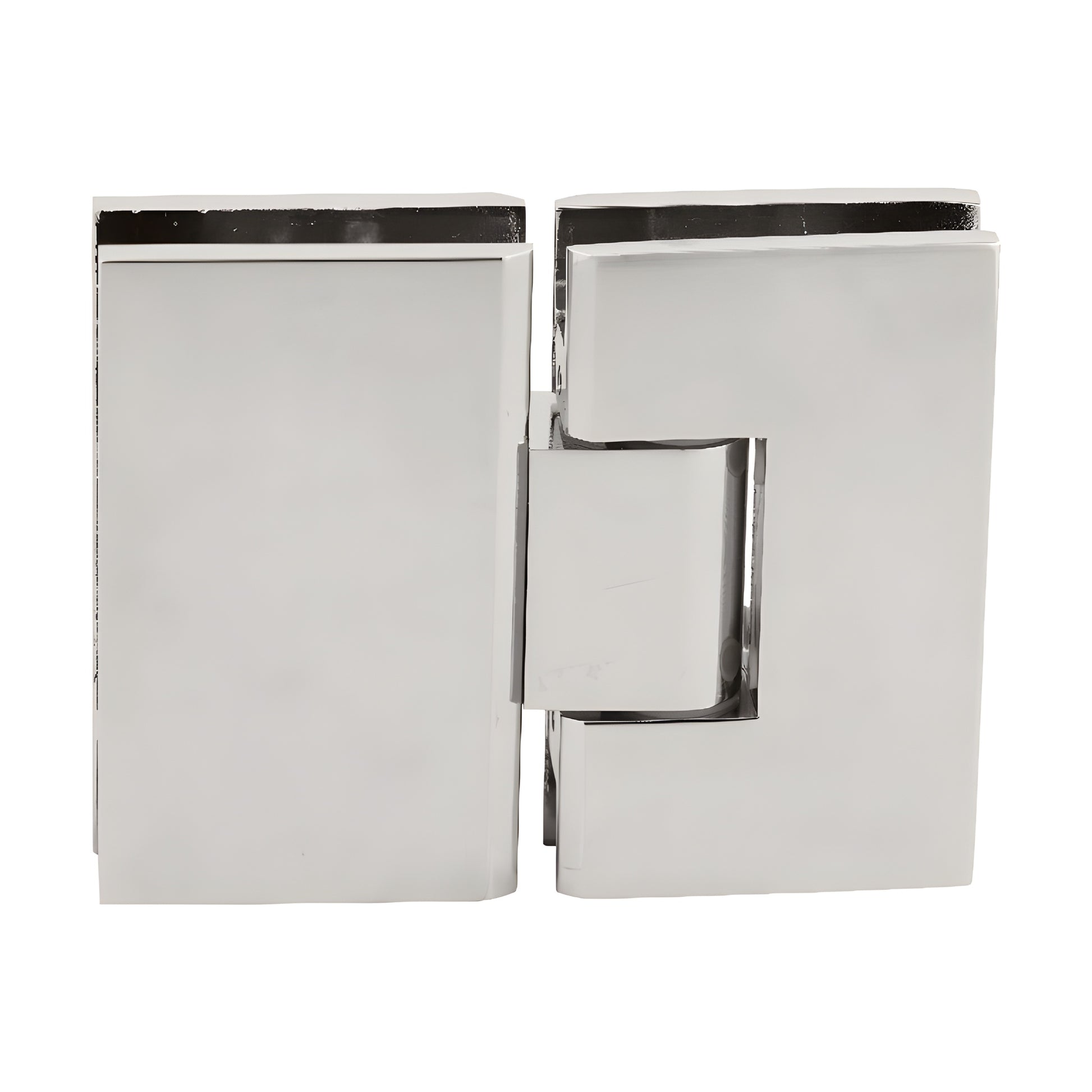 VCT180PN polished-nickel square 180 glass-to-glass shower hinge, solid brass, for 3/8-1/2 in (10-12mm) glass