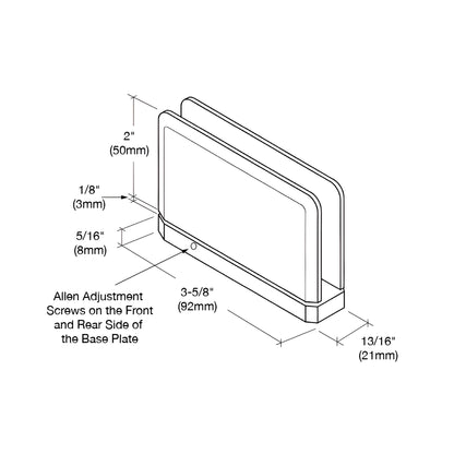 PPH301CH Prima adjustable brass shower hinge, polished chrome, beveled edge, self-centering pivot, head & sill mount.