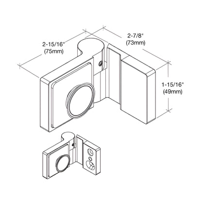 Brushed bronze Lugano frameless shower hinge, right-hand brass, concealed square profile, SKU LUG044LBBRZ
