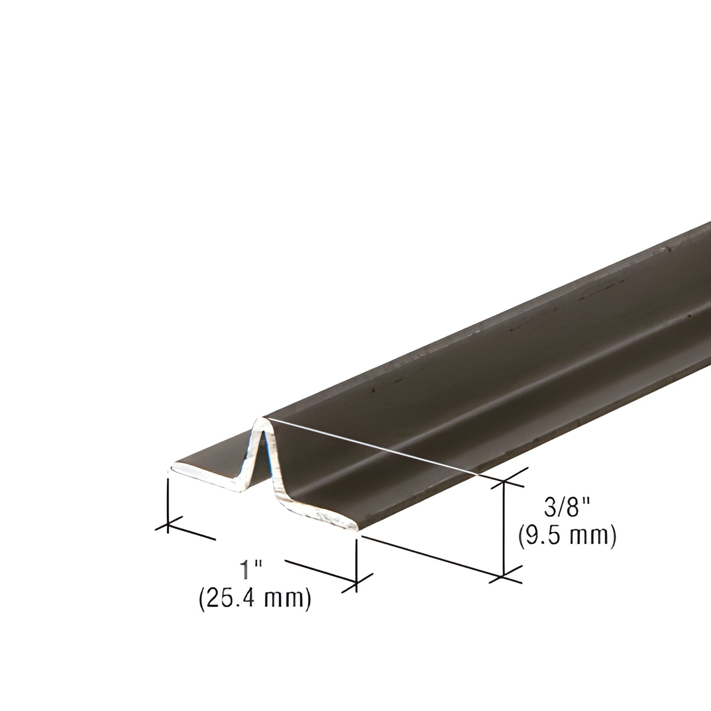 Bronze aluminum sliding screen door extrusion (SKU 3606BRZ), 1" wide x 3/8" high profile.