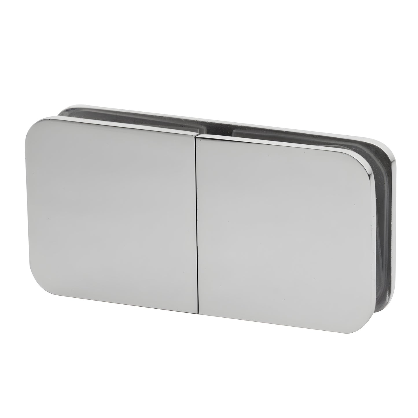 GCB182CH polished chrome 180 brass split-face/'Y' inline glass clamp for 8-12mm frameless shower panels