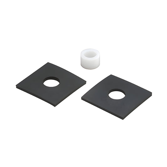 RGGP5 black rubber square gaskets with center hole and small white nylon bushing for HR5 handrail brackets