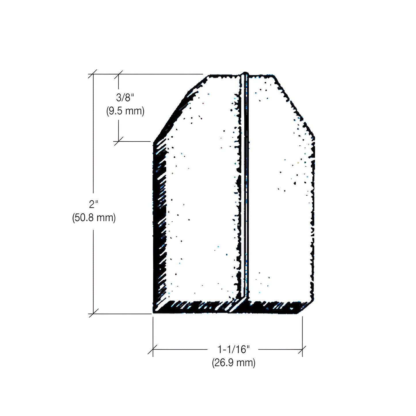 PDP1BL black woven-pile door jamb dust pad with adhesive backing, 2" high x 1-1/16" wide, press-on seal