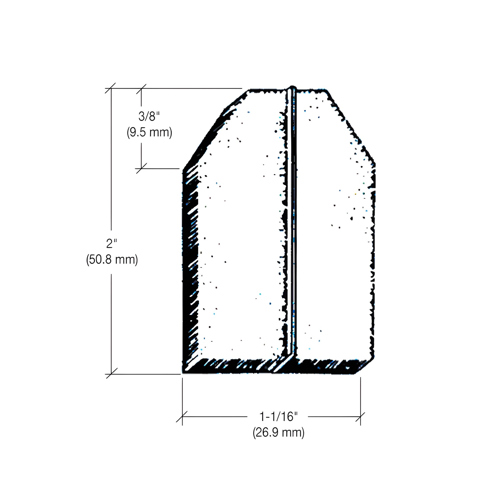 PDP1BL black woven-pile door jamb dust pad with adhesive backing, 2" high x 1-1/16" wide, press-on seal
