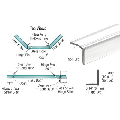 CRL Translucent Vinyl L Seal for 3/8" Gap - No Tape