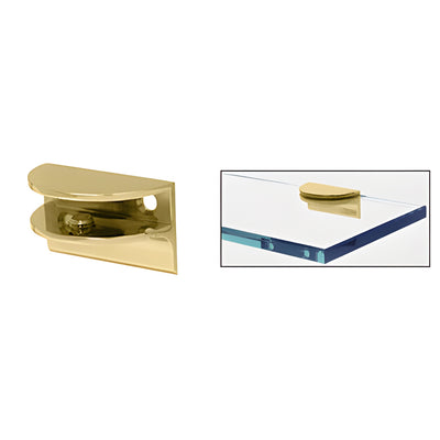 CRL Brass Rounded Shower Glass Shelf Clamp with Support Leg