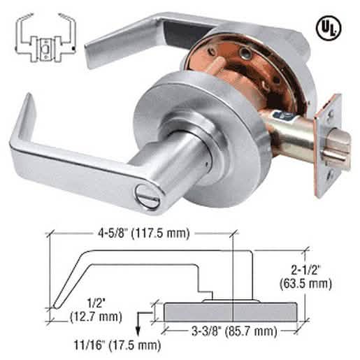 CRL Brushed Chrome Privacy Lever Lockset - Grade 2 Heavy-Duty for Secure Doors