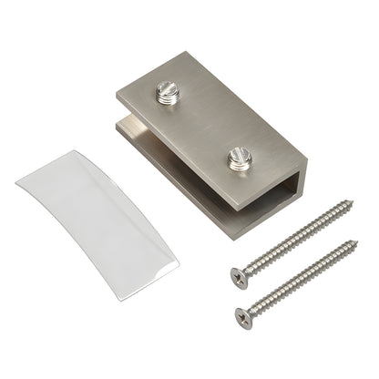 NDC4BN brushed nickel no-drill solid brass fixed panel clamp with clear gasket and two mounting screws