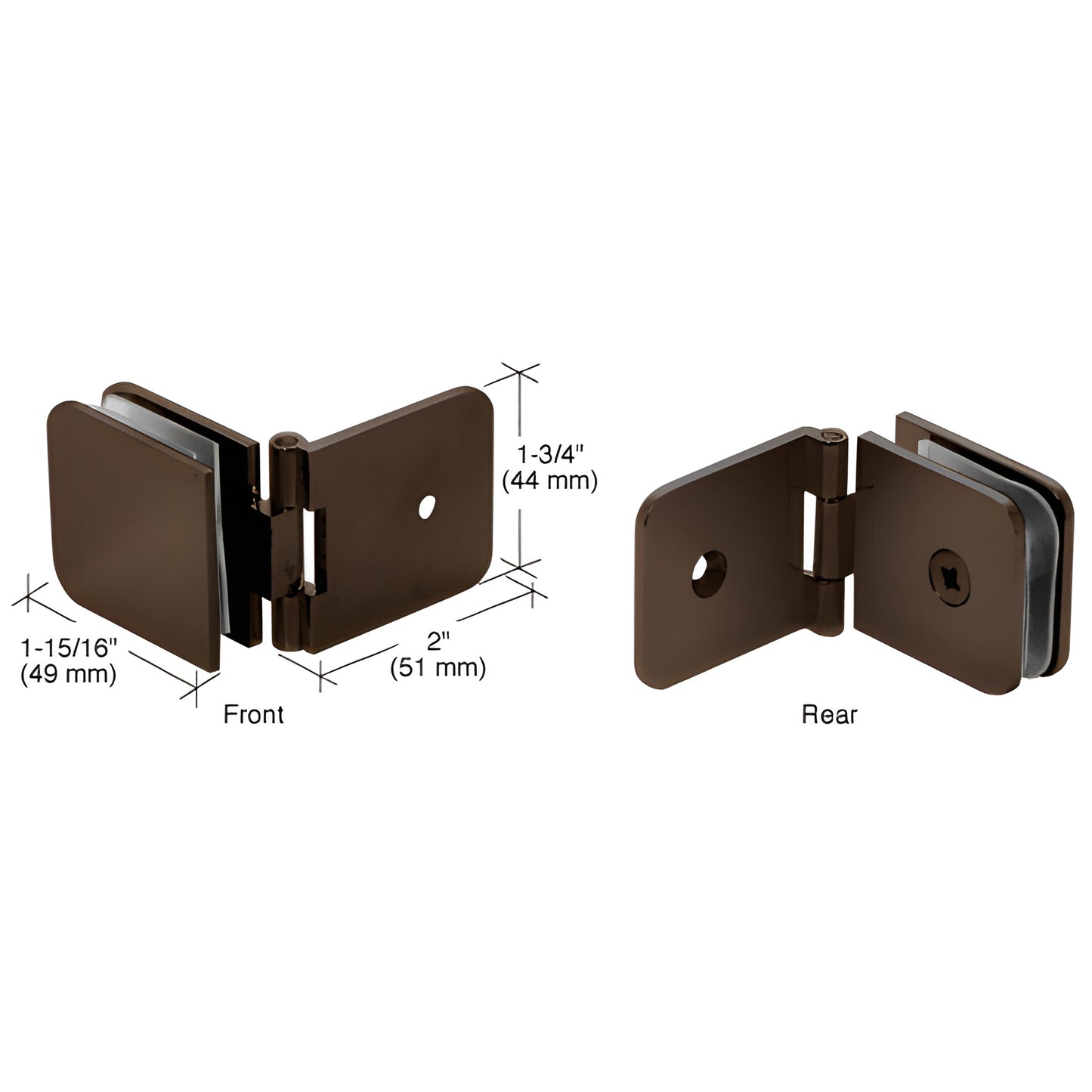 ADJ0370RB oil-rubbed bronze adjustable solid brass wall-mount glass clamp for 8-12mm frameless panels.