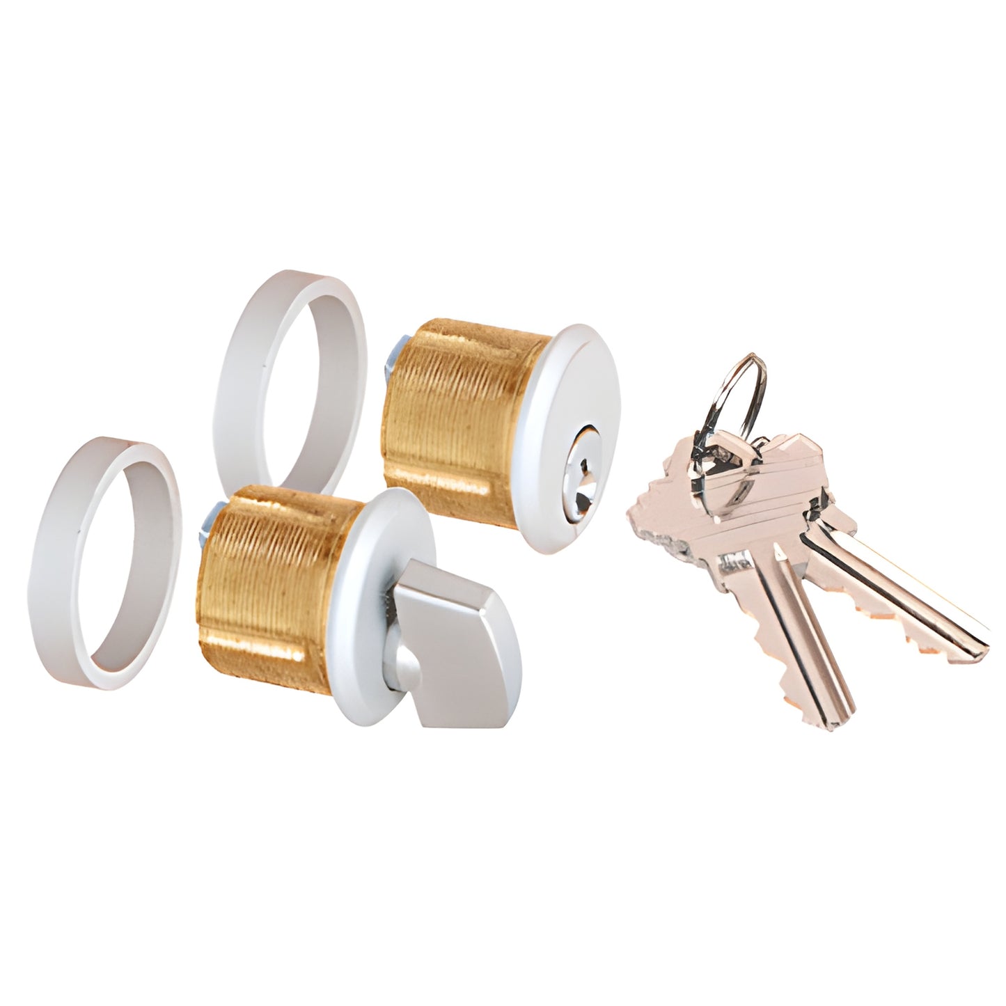 Satin anodized patch lock cylinders and thumbturn with rings and keys, 29mm diameter (AMR205CTA)