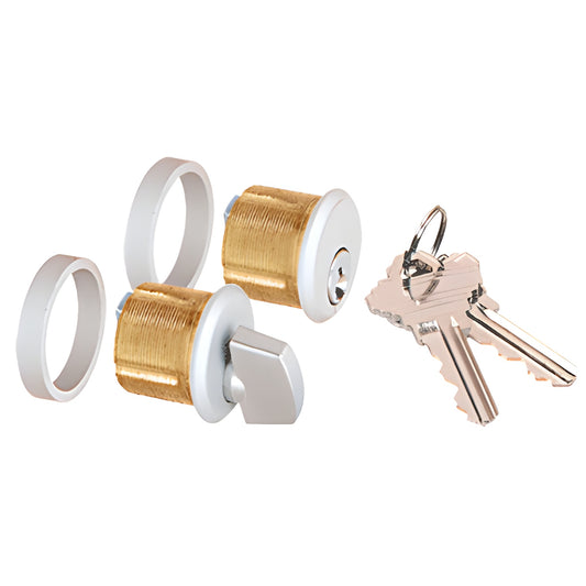 Satin anodized patch lock cylinders and thumbturn with rings and keys, 29mm diameter (AMR205CTA)