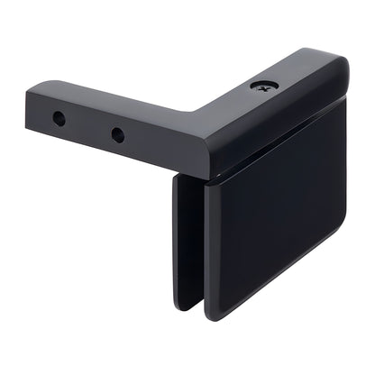 Matte black beveled brass pivot hinge for frameless shower glass, left-hand wall mount (SKU PPH05LMBL)