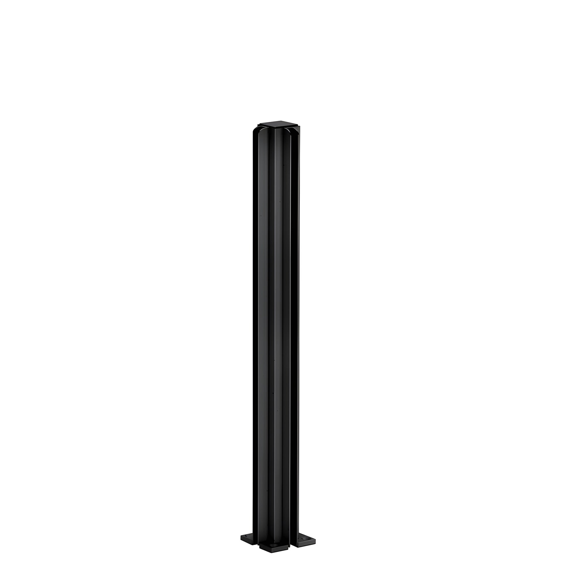 Matte black 18 in aluminum 90 corner partition post with U-channel glazing for 1/4 in glass, SKU D990MBL18CR