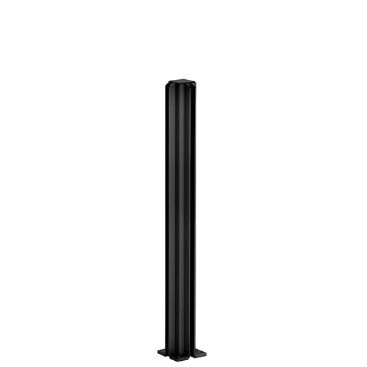 Matte black 18 in aluminum 90 corner partition post with U-channel glazing for 1/4 in glass, SKU D990MBL18CR