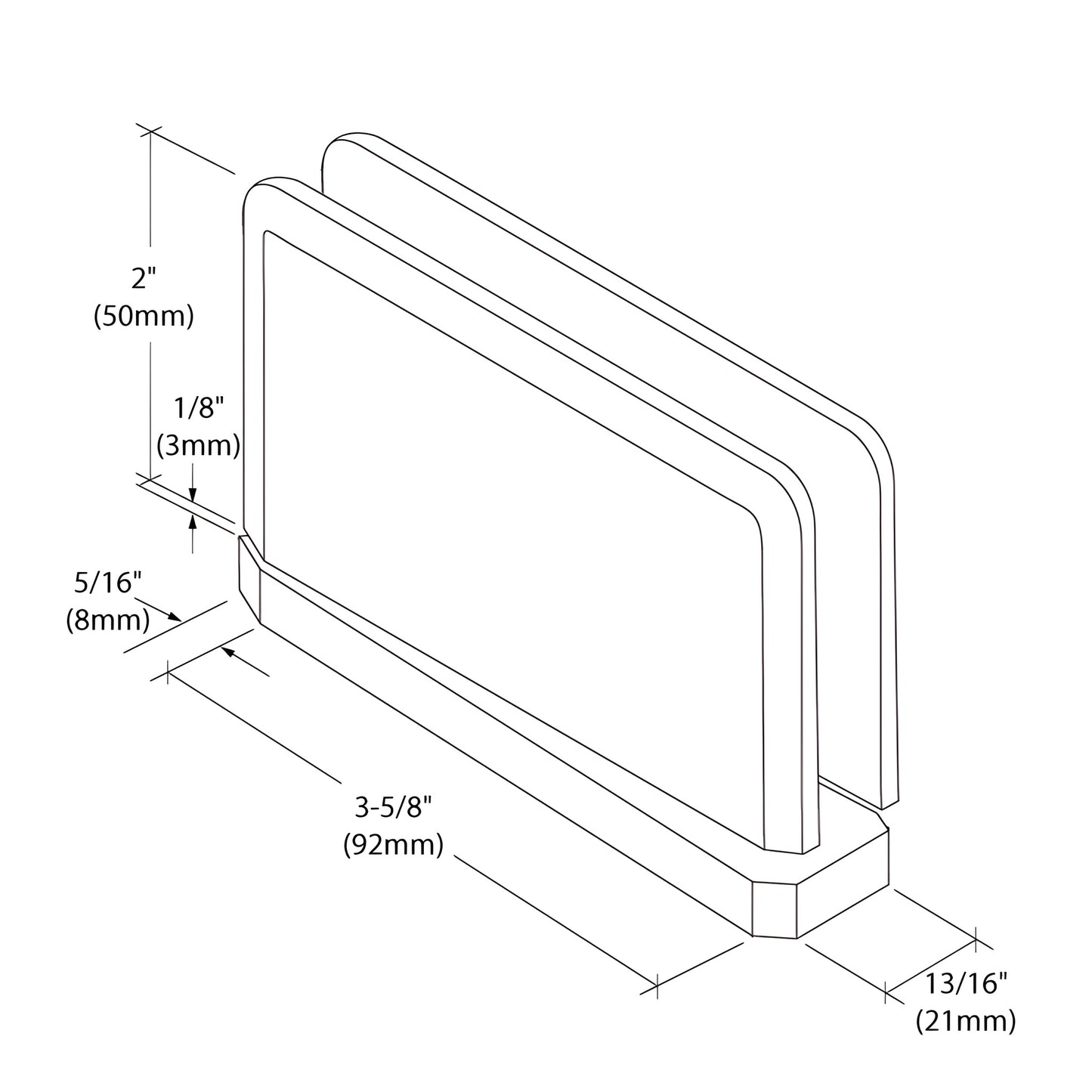 Brushed nickel brass shower door hinge (PPH0152BN), 5 preset pivot, for 8-10mm tempered glass.