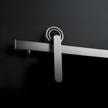 Brushed stainless sliding door hardware with hubless round wheel for 3/8-1/2" glass - SKU LAT34S0LBS