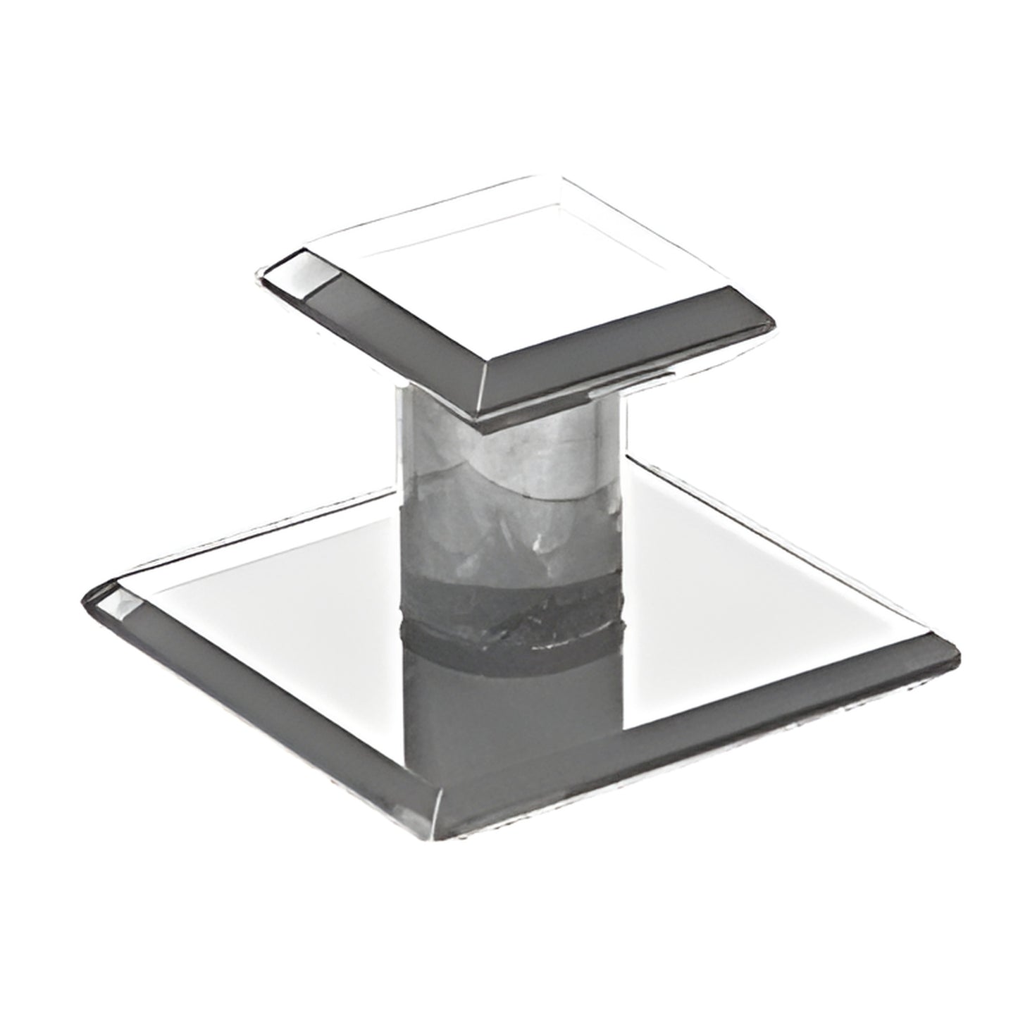 Clear acrylic square mirror pull with polished bevel, adhesive back, 1-3/4in (SMPC3)