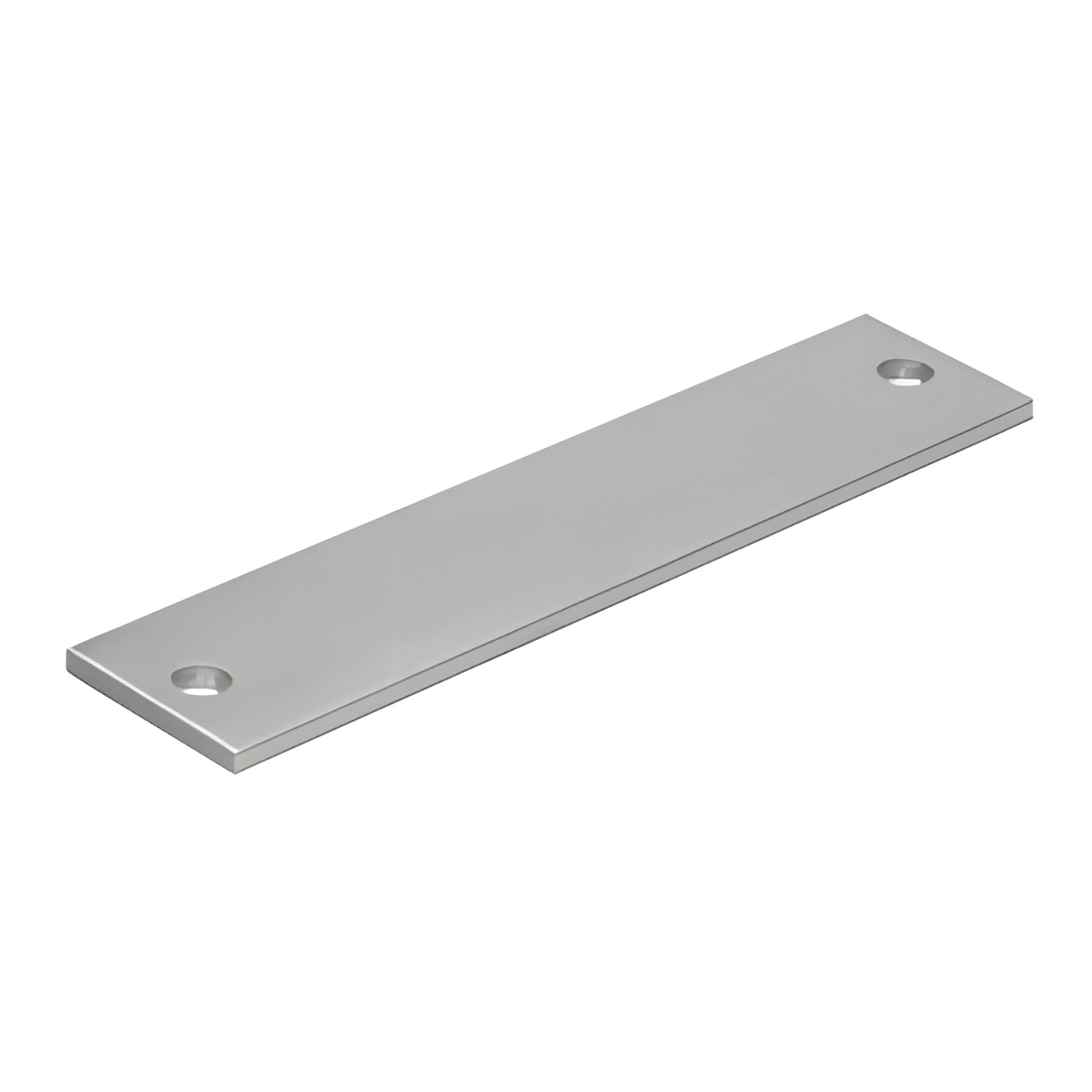 Mill finish aluminum 4-1/8" rectangular mounting plate with two countersunk holes for PR70 door closer, SKU 487RBP4